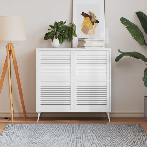 Portes d'armoire à lattes, lot de 4, blanches, 39,5 x 49,4 cm, en bois massif
