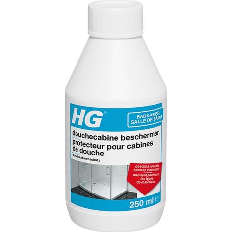 Protecteur cabine de douche 250 ml – Élimine calcaire et salissures – Film antitache sur surfaces vitrées – Application tous les 3 mois – HG