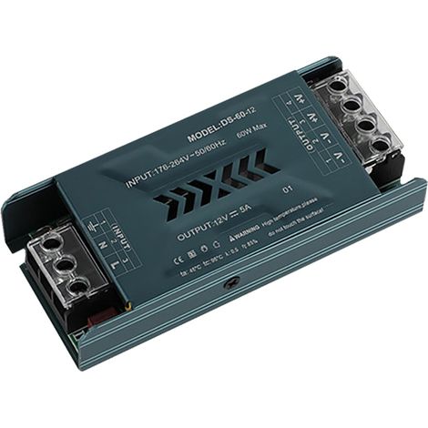 Transformateur LED Driver 110V 220V AC à 12V DC Convertisseur 60W 5A Power Supply Ultra Mince Transfo Adaptateur Alimentation, d'alimentation Basse Tension Transfo LED de Tension Constante (1/5)