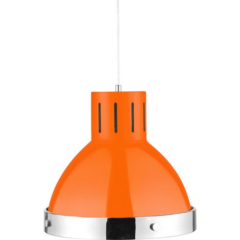 Premier Housewares Orange and Chrome Pendant Light (1/2)