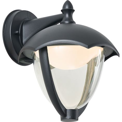 QAZQA Aplique de exterior inteligente negro con cristal