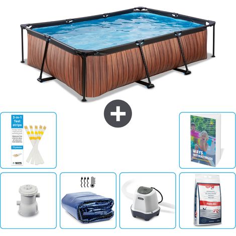 Exit-toys Piscina Exit Rettangolare - Effetto legno - 300x200x65 cm - 7-pezzi S329 (1/5)