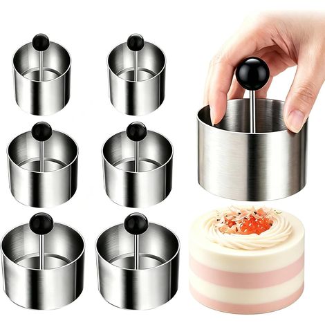 Cercle a Patisserie,6 Pièces Cercle a Tarte Inoxydable,Diamètre 6/7/8CM Moule Fraisier avec Couvercle à Pression pour Beignets et Gâteaux Mousses Desserts et,Facile à Nettoyer Résistant (1/5)