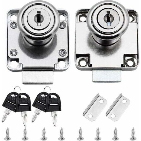 Serrure De Tiroir - Cylindre 20 mm - Pour Bureau Placard Armoire - Lot De 2 (1/4)