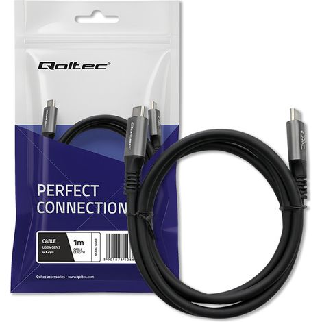 Qoltec USB4 Ultraschnelles Kabel USB-C PD 240W Thunderbolt 3/4 4K 40Gb/s 1m Schwarz (1/5)