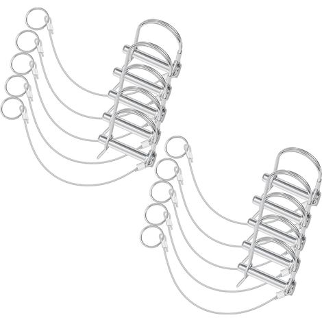 10er-Pack Anhängerkupplungsstift, Anhängerzubehör, 5/16 Zoll Durchmesser x 1-3/4 Zoll Länge, Anhängerteile, D-Ringe mit Stahlring zur Vermeidung von Verlust, Anhängerkupplungs-Sperrstift (1/5)