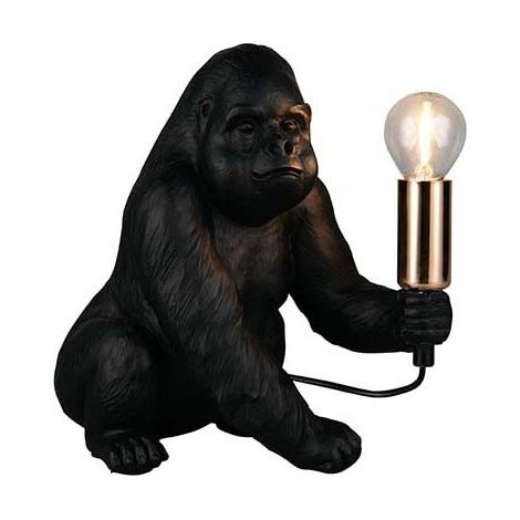 Tischleuchte Nachttischlampe Affe Wohnzimmer schwarz Schnurschalter H 23 cm