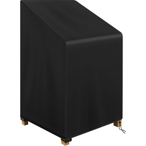 Housses de chaise empilables imperméables pour housse de chaise de terrasse extérieure, coupe-vent, matériau en tissu Oxford 500D résistant pour chaises empilables 65 x 75 x 85 / 120 cm (noir) (1/5)