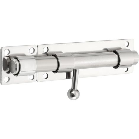 Robuste Verrou Porte Extérieur, Loquet Porte Coulissant avec Trou pour Cadenas, Barre de 150MM de longueur, 16MM de Diamètre, Finition Brossé en SUS304 Acier Inoxydable (Cadenas Non Compris) (1/5)