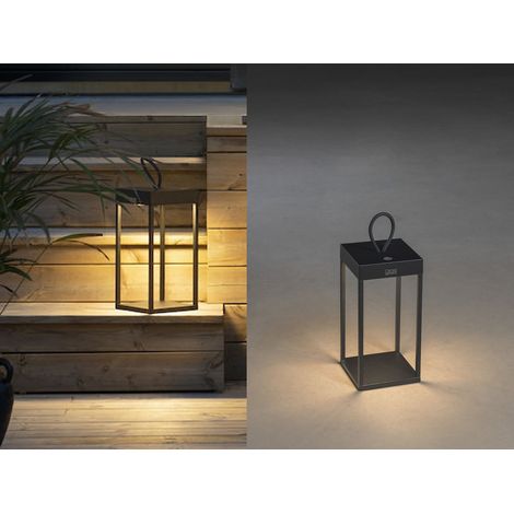 LED Outdoor Akku Tischleuchte RAVELLO Aluminium Schwarz, Höhe 30cm (1/5)