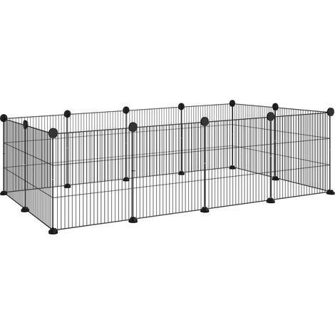 Jaula parque corral para mascotas bordes redondeados alambre de acero 140 x 70 x 35 cm negro (1/5)