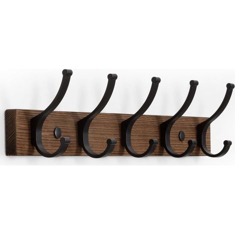 Appendiabiti da parete, ganci appendiabiti in legno da 42 cm, ganci da parete, porta cappelli, porta borse, portachiavi, porta asciugamani da bagno (1 pezzo, marrone) (1/3)