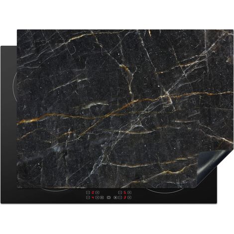 Induction Hob Protector Marble - Black - Gold - Gray - Marble texture 71x52 cm