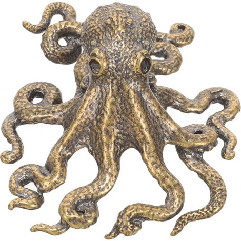 Décor Statue De Poulpe en Cuivre Vintage Petite Sculpture Animale Métallique pour Décoration De Bureau Intérieur Compacte Et Stable