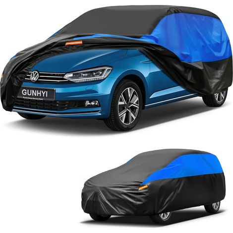 Housse de Voiture Imperméable et Respirante, Bâche pour Volkswagen Touran, Housse de Voiture Noire et Bleue, Bâche de Garage Complète pour Protéger de la Pluie.,Convient pour Volkswagen Touran (1/5)