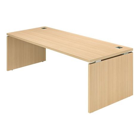 Bureau droit L 200 x P 90 cm, piètement plein bois - Milano - chêne clair - Maxiburo (1/2)