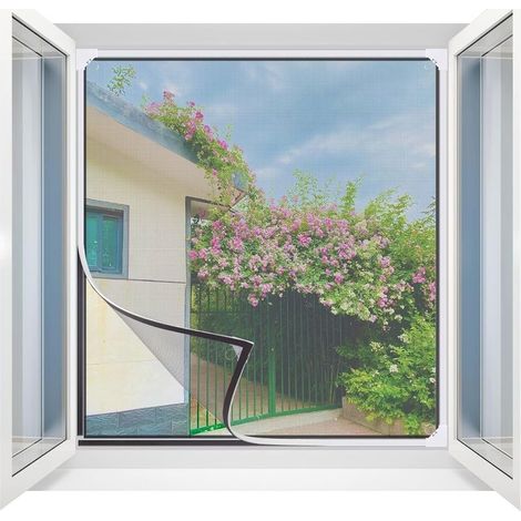 Magnetic Window Screen, Cuttable up to 130x150 cm – Powerful Magnets, Screwless, Self-Adhesive Magnetic Strip, Fiberglass, White Frame (1/5)