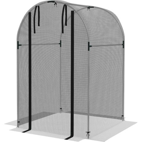 Filet protection oiseaux plantes 120x120x188 cm avec porte zippée, filet robuste jardin potager balcon noir argent (1/5)