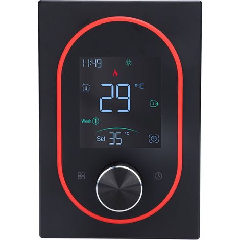Thermostat couleur intelligent LCD bouton programmable contrôle écran tactile chauffage électrique avec application pour maison hôtel bureau AC 95 V à 240 V noir modèle normal (1/4)