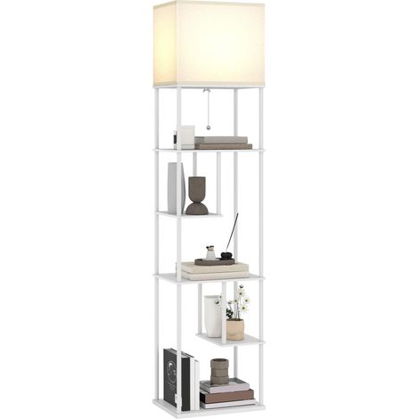 Lámpara de Pie avec Estantes Temperaturas de Color Ajustable 3000K-6500K Control Remoto Bombilla E27 Blanco (1/5)