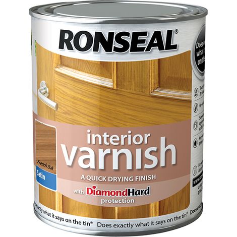 Ronseal 36823 Interior Varnish Quick Dry Satin French Oak 250ml RSLIVSFO250