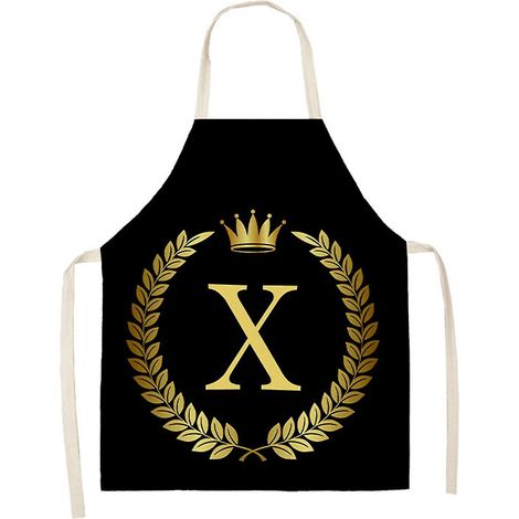 Tablier de cuisine en lin - Tablier sans manches en coton et lin imprimé de lettres