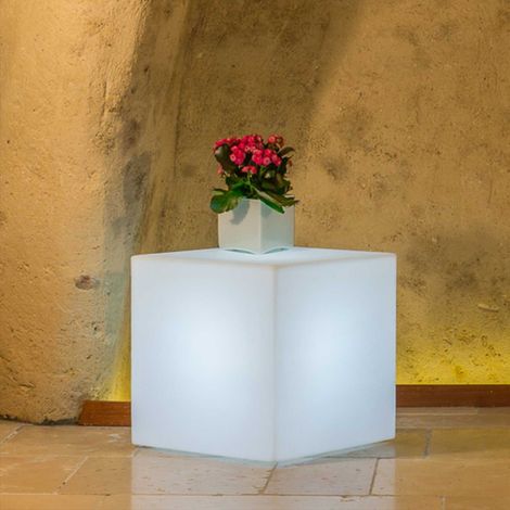Lámpara cuadrada h 40 de resina 40x40 cm mod. Cubo luz blanca (1/5)