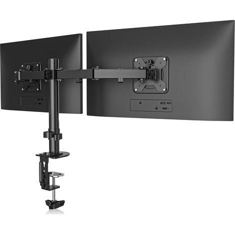 Suptek Support Ecran PC Double Bras pour 2 Ecrans de 13-27 Pouces, Réglable en Hauteur, VESA 75/100mm, Capacité de Charge 10 kg par Bras, 2 Options de Montage (1/5)