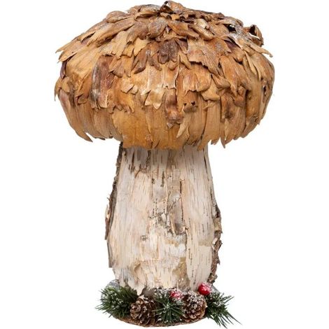 Paris Prix - Champignon Déco marron Glacé 27cm Naturel