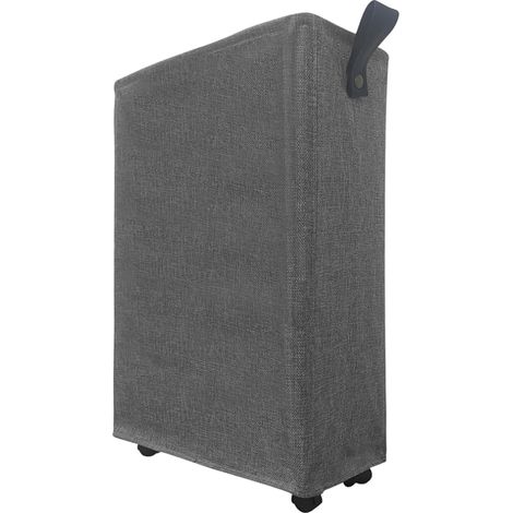 40L Panier à Linge Roulette, Corbeille a Linge Portable Tissu, Panier a Linge Pliable Poignée, Panier a Linge Extra Plat, Bac a Linge Sale Salles de Bains, Dortoirs, Gris Foncé (1/5)