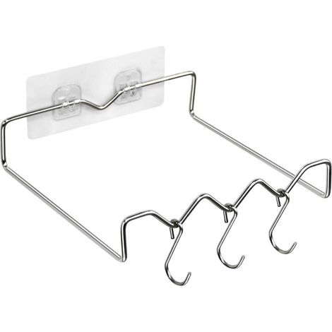 Étagère murale pour lavabo, multifonctionnelle, moderne et simple, en acier inoxydable, avec crochets de rangement pour salle de bain et cuisine. (1/5)