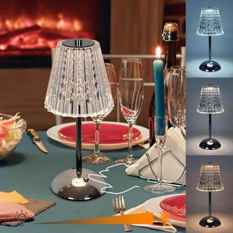 Lampe de bureau sans fil, rechargeable, 3 modes de couleur et lumière tactile LED à intensité variable en continu, portable (argent). (1/5)