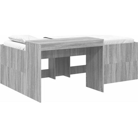 Lit haut Sonoma gris avec bureau, 90 x 200 cm (1/5)