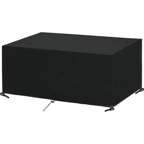 Gartenmöbelabdeckung 280x205x106cm Schwarz 420D Oxford Rechteckige Gartentischabdeckung Schutzhülle für Gartenmöbel im Freien Wasserdicht Winddicht UV-beständig Kältebeständig (1/5)