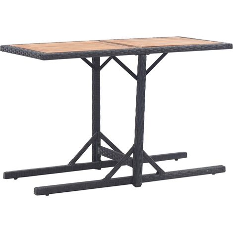 Table de jardin Noir Bois d'acacia solide et résine tressée vidaXL (1/5)