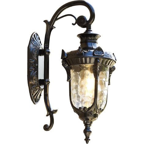 Applique da esterno stile retrò antico E27 - Lampada da giardino con copertura in vetro - Illuminazione impermeabile per porta, balcone, villa