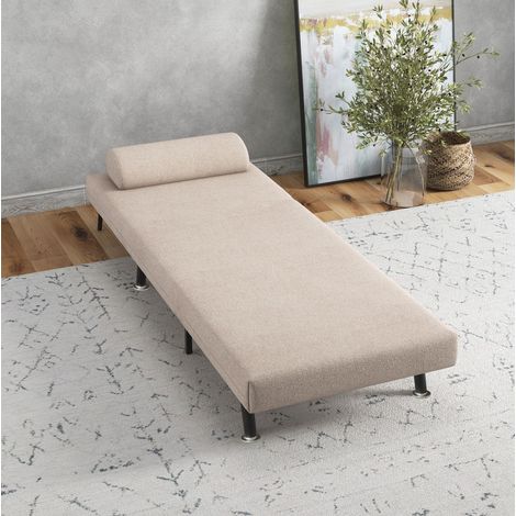 MEUBLIV Sillón cama individual beige de poliéster con respaldo regulable (1/5)