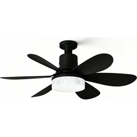 Ventilateur de plafond avec éclairage intégré - télécommande - 51 cm - lustre de chambre - finition imitation bois - trois vitesses - 51 cm (1/5)