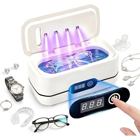 Nettoyeur de bijoux à ultrasons - 400 ml - Réservoir intérieur en acier inoxydable - 5 modes de minuterie - Affichage LED (1/4)