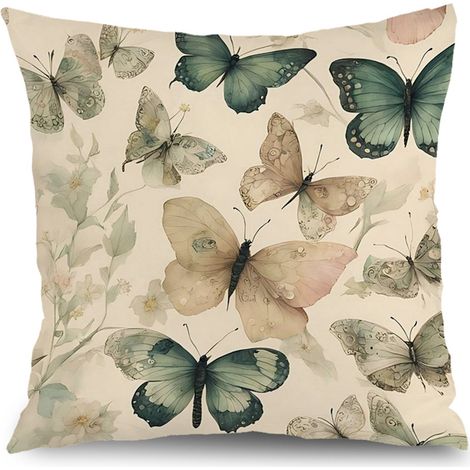 Taie d'oreiller plantes fleurs vintage, décoration intérieure élégante,45×45cm (1/5)