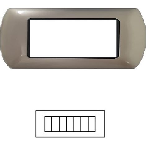 Placca 7 Posti GRIGIO LIVING International in Acciaio L4807/LN4707 Compatibile