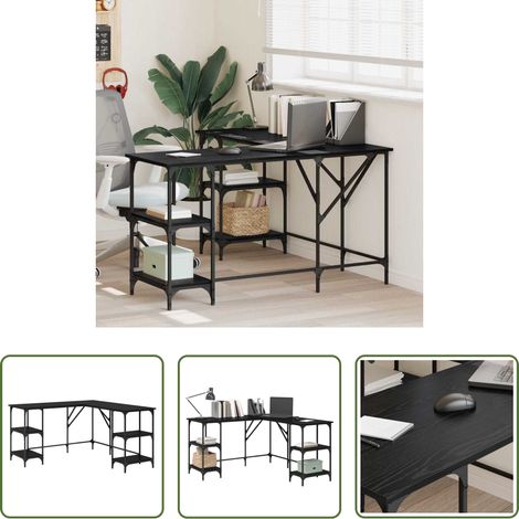 vidaXL Bureau d'angle - Bureau Chêne noir 139 x 139 x 75 cm Bois d'ingénierie (1/5)
