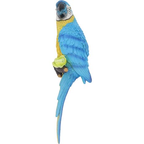Statue suspendue en résine pour perroquet, décoration murale réaliste, Sculpture d'oiseau pour jardin extérieur, Patio, cour, pelouse, bleu (1/5)