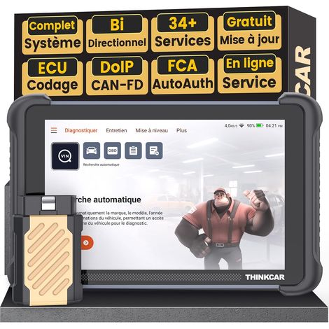 Valise Diagnostic Auto, TK689BT Outil de Diagnostic Bidirectionnel, Diagnostic Automobile Complet, Scanner pour Voiture avec Test d'action, 34+ Réinitialisation, FCA Autoauth, CANFD
