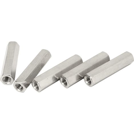 Kit de 5 écrous de raccordement hexagonaux M8 argentés, sûrs et pratiques, en acier inoxydable, pour machines industrielles. (1/5)