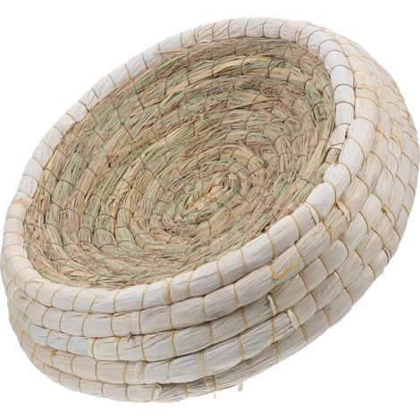 Nid en Herbe Tressée pour Pigeons, Lapins, Forme Ronde, 1 PC Base Plate, Usage Jardin, Respirant et Réutilisable, Entretien Facile, Chaleur Renforcée (1/5)