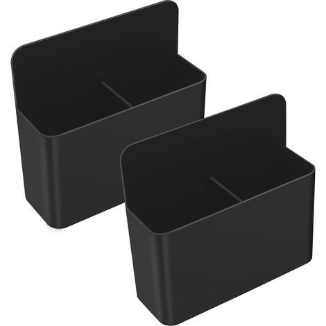 Boîte de rangement magnétique, lot de 2, pour tableau blanc, 2 compartiments, noir. (1/5)