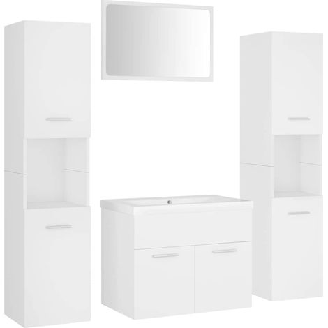 Maison Exclusive - Ensemble de meubles de salle de bain Blanc Aggloméré (1/5)