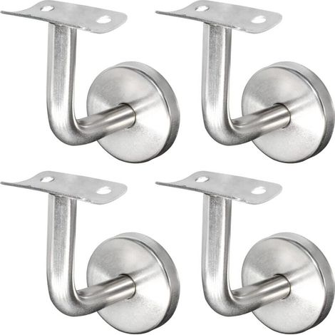 Supporto per ringhiera per scale in acciaio inox 304, montaggio a parete, per corrimano in legno, argento (4 pezzi)