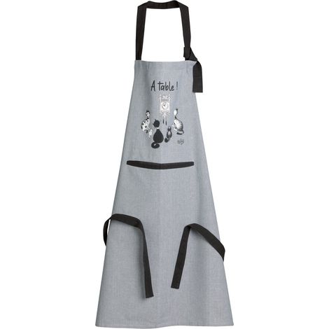 Tablier de cuisine avec motif chat horloge pour la cuisine Gris 72 x 85 cm - PANGIVO